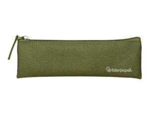 Estojo escolar liderpapel plano estreito um fecho 200x60 mm verde militar