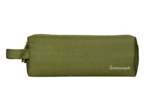 Estojo escolar liderpapel classic retangular com asa 2 fechos 210x80 mm verde militar