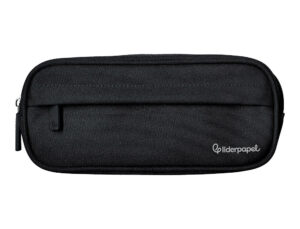 Estojo escolar liderpapel ovalado 2 fechos com bolso frontal 210x90 mm preto