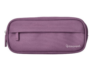 Estojo escolar liderpapel ovalado 2 fechos com bolso frontal 210x90 mm roxo