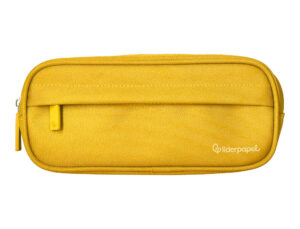 Estojo escolar liderpapel ovalado 2 fechos com bolso frontal 210x90 mm amarelo