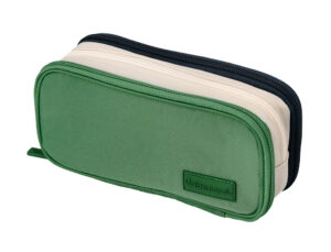 Estojo escolar liderpapel funky 3 fechos com aberturas laterais verde branco azul 220x100x65 mm