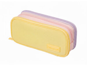 Estojo escolar liderpapel funky 3 fechos com aberturas laterais amarelo rosa lilas 220x100x65 mm
