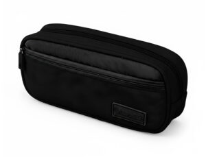 Estojo escolar liderpapel duo 2 fechos com bolso frontal preto 220x90x50 mm