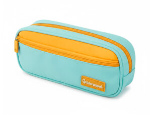 Estojo escolar liderpapel duo 2 fechos com bolso frontal azul claro 220x90x50 mm