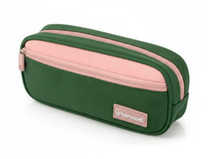 Estojo escolar liderpapel duo 2 fechos com bolso frontal verde militar 220x90x50 mm