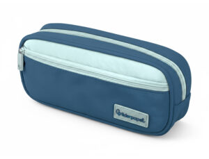 Estojo escolar liderpapel duo 2 fechos com bolso frontal azul escuro 220x90x50 mm