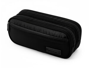 Estojo escolar liderpapel duo 3 fechos com bolso frontal preto 220x90x70 mm