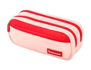 Estojo escolar liderpapel duo 3 fechos com bolso frontal rosa 220x90x70 mm
