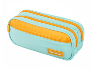 Estojo escolar liderpapel duo 3 fechos com bolso frontal azul claro 220x90x70 mm