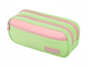 Estojo escolar liderpapel duo 3 fechos com bolso frontal verde pastel 220x90x70mm