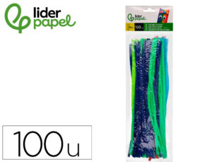 Tiras de chenille liderpapel 30 cm cores mate sortidas bolsa de 100 unidades
