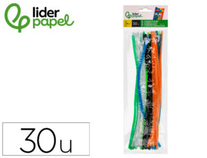 Tiras de chenille liderpapel 30 cm cores mate sortidas bolsa de 30 unidades