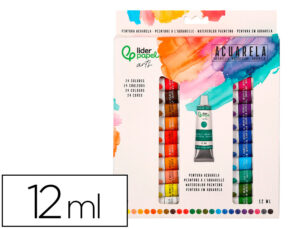 Pintura de aguarela liderpapel caixa de 24 tubos de alumínio de 12 ml cores sortidas