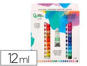 Pintura guache liderpapel caixa de 24 tubos de alumínio de 12 ml cores sortidas