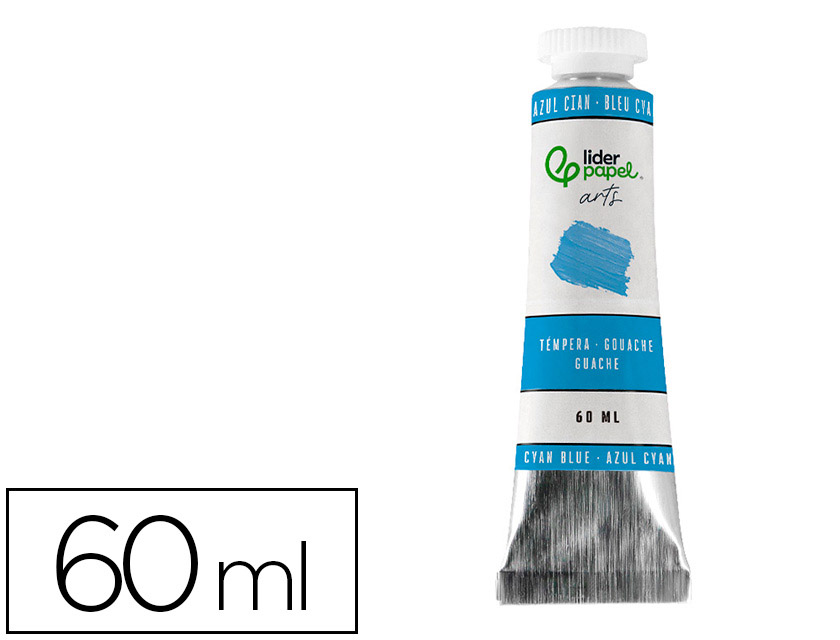 Pintura guache liderpapel tubo de alumínio de 60 ml cor azul ciano