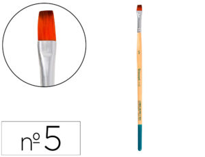 Pincel para pintura acrílica e aguarela liderpapel n 5 ponta plana de pelo sintético certificado fsc