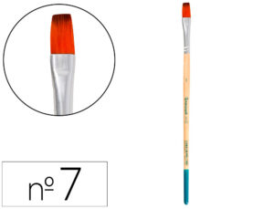 Pincel para pintura acrílica e aguarela liderpapel n 7 ponta plana de pelo sintético certificado fsc