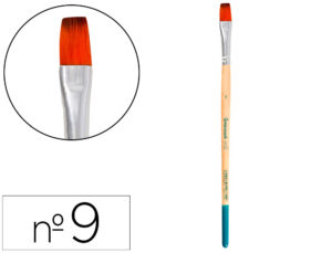 Pincel para pintura acrílica e aguarela liderpapel n 9 ponta plana de pelo sintético certificado fsc
