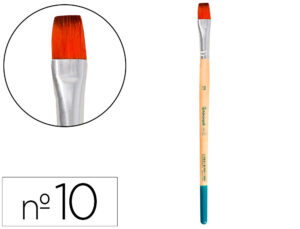 Pincel para pintura acrílica e aguarela liderpapel n 10 ponta plana de pelo sintético certificado fsc