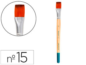 Pincel para pintura acrílica e aguarela liderpapel n 15 ponta plana de pelo sintético certificado fsc