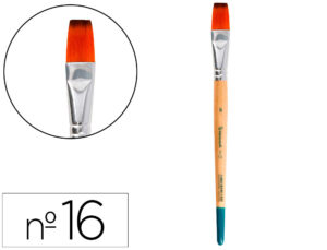 Pincel para pintura acrílica e aguarela liderpapel n 16 ponta plana de pelo sintético certificado fsc