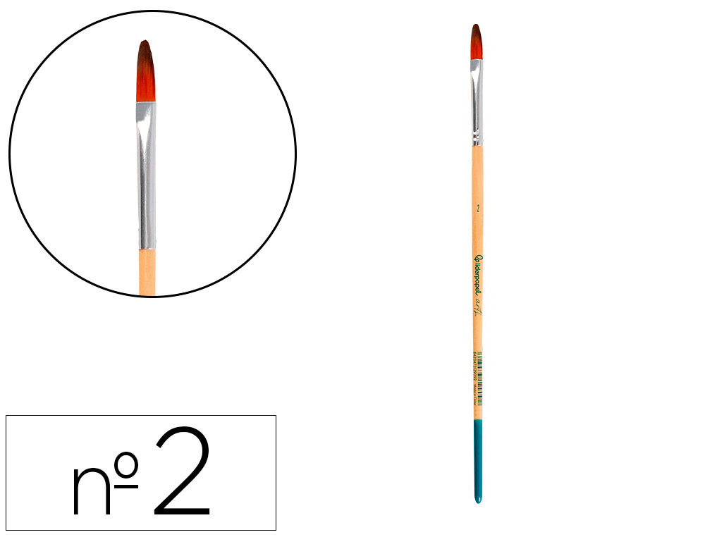 Pincel para pintura acrílica e aguarela liderpapel n 2 ponta filbert / língua de gato pelo sintético certificado