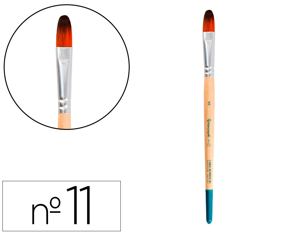 Pincel para pintura acrílica e aguarela liderpapel n 11 ponta filbert / língua de gato pelo sintético certificado