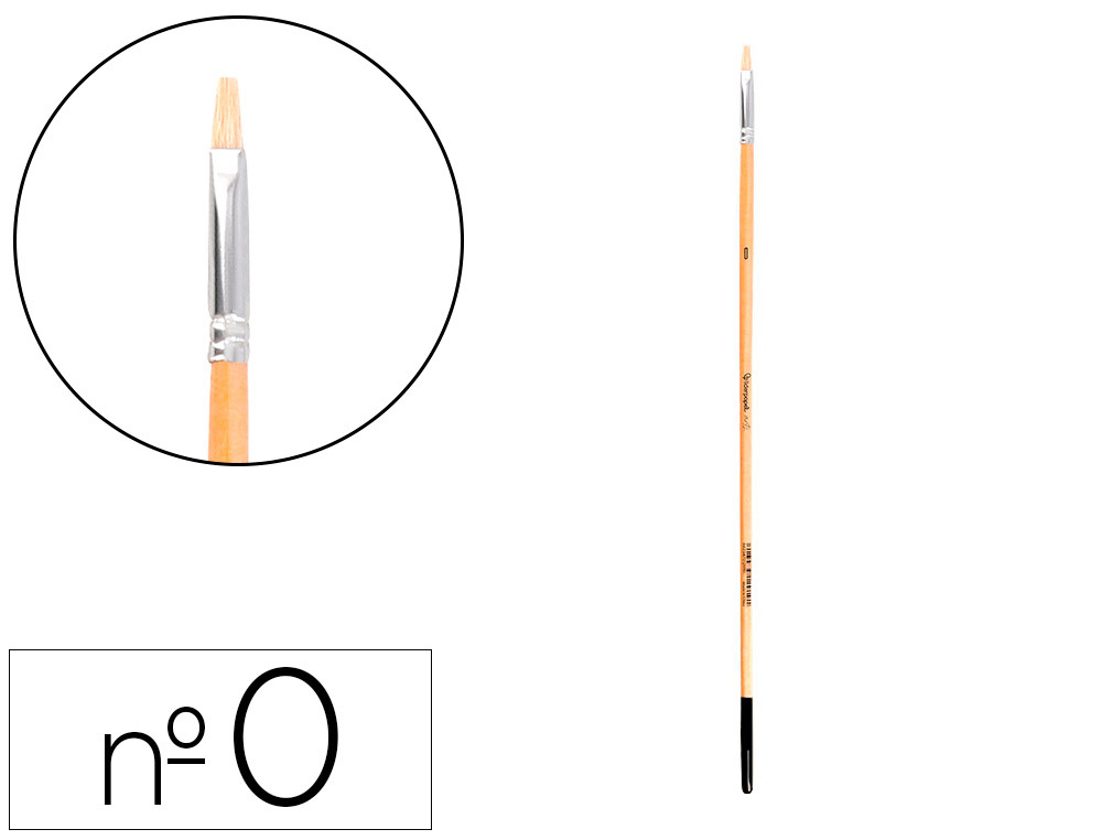 Pincel para pintura a óleo e acrílica liderpapel n 0 ponta plana de pelo de cerda certificado fsc