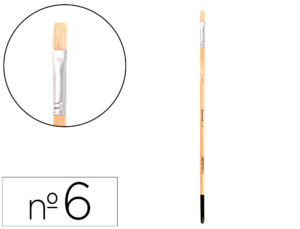Pincel para pintura a óleo e acrílica liderpapel n 6 ponta plana de pelo de cerda certificado fsc