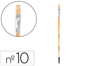 Pincel para pintura a óleo e acrílica liderpapel n 10 ponta plana de pelo de cerda certificado fsc