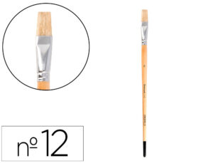 Pincel para pintura a óleo e acrílica liderpapel n 12 ponta plana de pelo de cerda certificado fsc