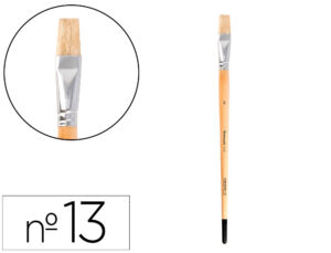 Pincel para pintura a óleo e acrílica liderpapel n 13 ponta plana de pelo de cerda certificado fsc