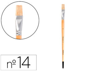 Pincel para pintura a óleo e acrílica liderpapel n 14 ponta plana de pelo de cerda certificado fsc