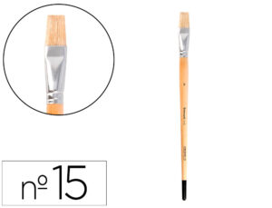 Pincel para pintura a óleo e acrílica liderpapel n 15 ponta plana de pelo de cerda certificado fsc