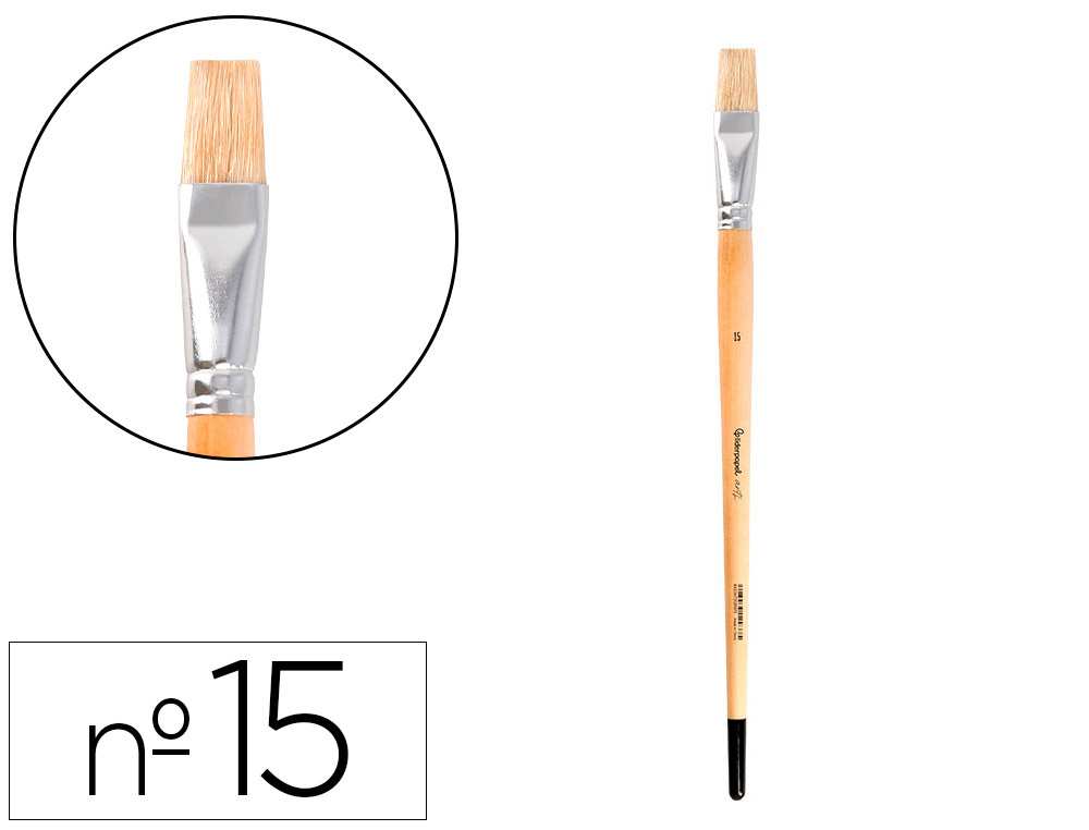 Pincel para pintura a óleo e acrílica liderpapel n 15 ponta plana de pelo de cerda certificado fsc