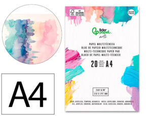 Bloco papel multitécnica liderpapel din a4 para acrílico óleo e guache 20 folhas gramagem 260g/m2