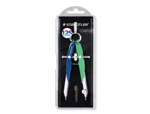 Compas staedtler micrometrico mars 556 azul/verde con husillo y rueda central