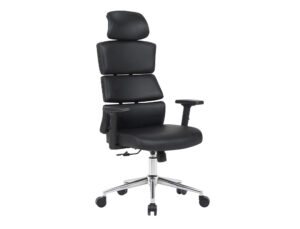 Cadeira de direcao q-connect aurea imit pele alt max 1400 mm larg 520 mm prof 510 mm rodas premium preto corpo cromado