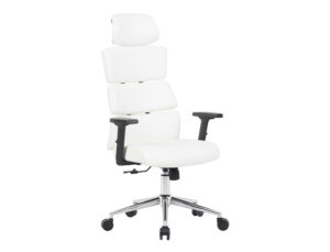Cadeira de direcao q-connect aurea imit pele alt max 1400 mm larg 520 mm prof 510 mm rodas premium branco corpo cromado
