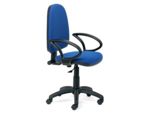 CADEIRA DE ESCRITORIO ROCADA COM BRACOS COR AZUL DIAMETRO BASE 610 MM ENCOSTO DE 490 MM X 420 MM