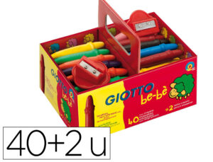 Lapis de cera giotto bebe super schoolembalagem de 40 unidades + 2 apara lapis