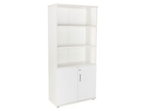 Armario rocada com tres estantes e dois portas inferiores serie store 195x90x45 cm acabamento aw04 branco/branco