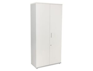 Armario rocada com quatro estantes e dois portas serie store 195x90x45 cm acabamento ab04 aluminio/branco