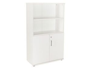 Armario rocada com dois estantes e dois portas inferiores serie store 156x90x45 cm acabamento aw04 branco/branco
