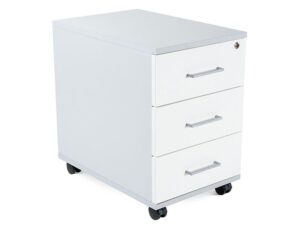 Armario rocada com tres gavetas serie store 58x40x59,5 cm acabamento ab04 aluminio/branco