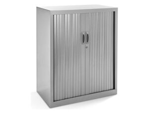 Armario metalico rocada dois portas tipo persiana inclui dois prateleira serie store 105x80x45 cm acabamento ac00 cinza/
