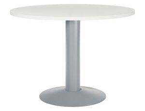 Mesa de reuniao rocada meeting 3005at04 estrutura coluna aco cinza tabuleiro em madeira branco 100 cm diametro