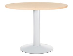 Mesa de reuniao rocada meeting 3005atw01 estrutura coluna aco branco tabuleiro em madeira faia 100 cm diametro