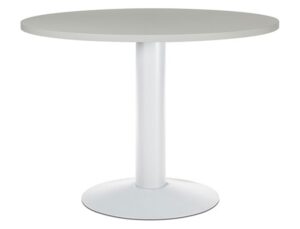 Mesa de reuniao rocada meeting 3005atw02 estrutura coluna aco branco tabuleiro em madeira cinza 100 cm diametro